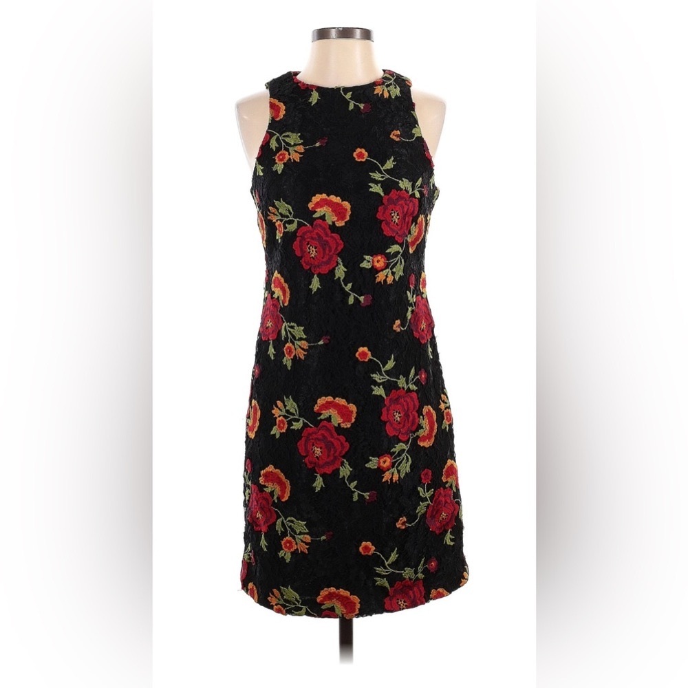 Black Dress with Floral Embroidery
